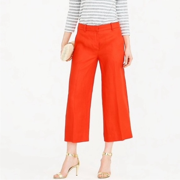 J.CREW Novelty Linen Gazebo Wide Leg Crop Pants Size 6 Coastal Colorful Preppy - Picture 8 of 8